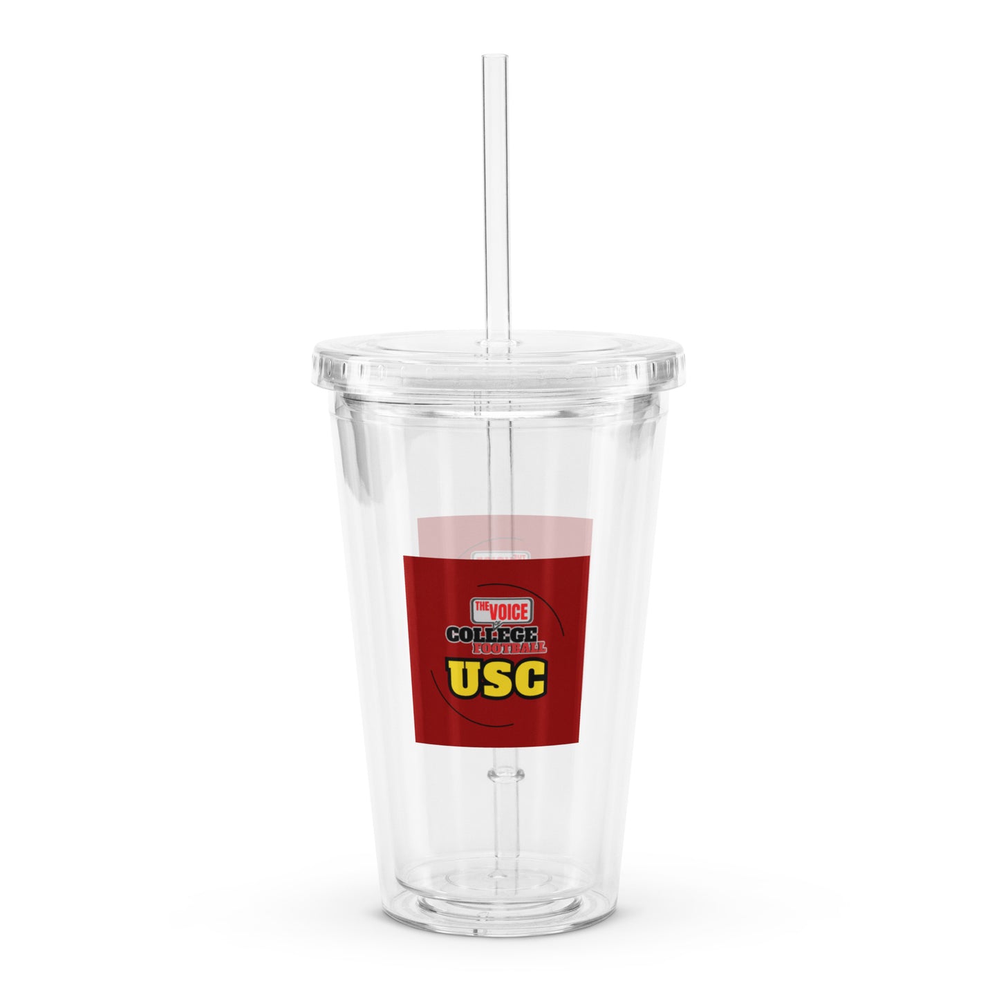 Clear plastic USC tumbler