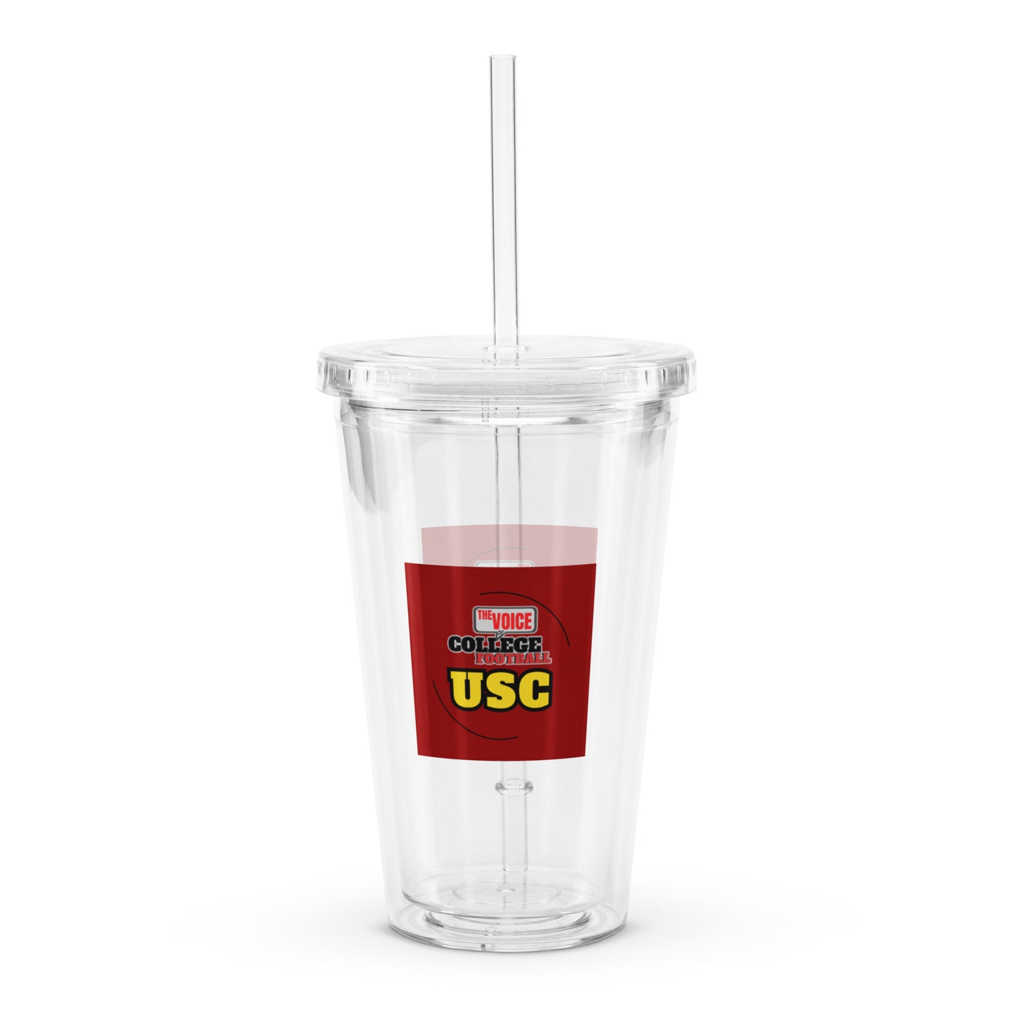 Clear plastic USC tumbler