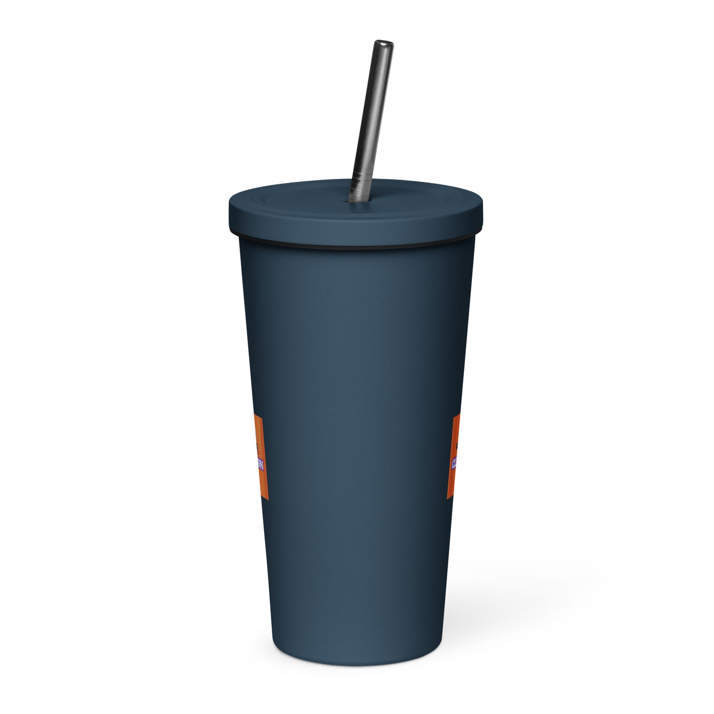 Insulated Clemson VOCFB tumbler with a straw