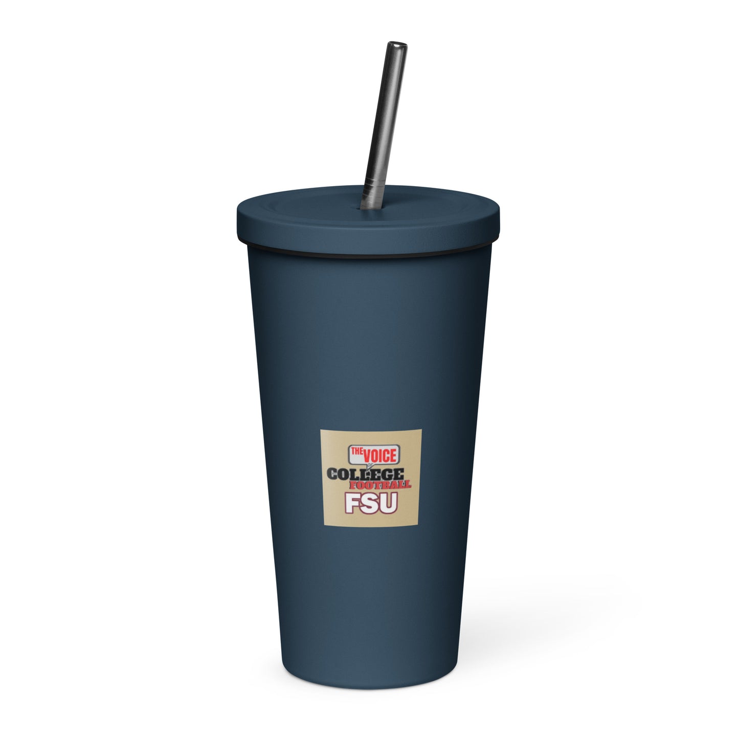 Insulated FSU VOCFB tumbler with a straw