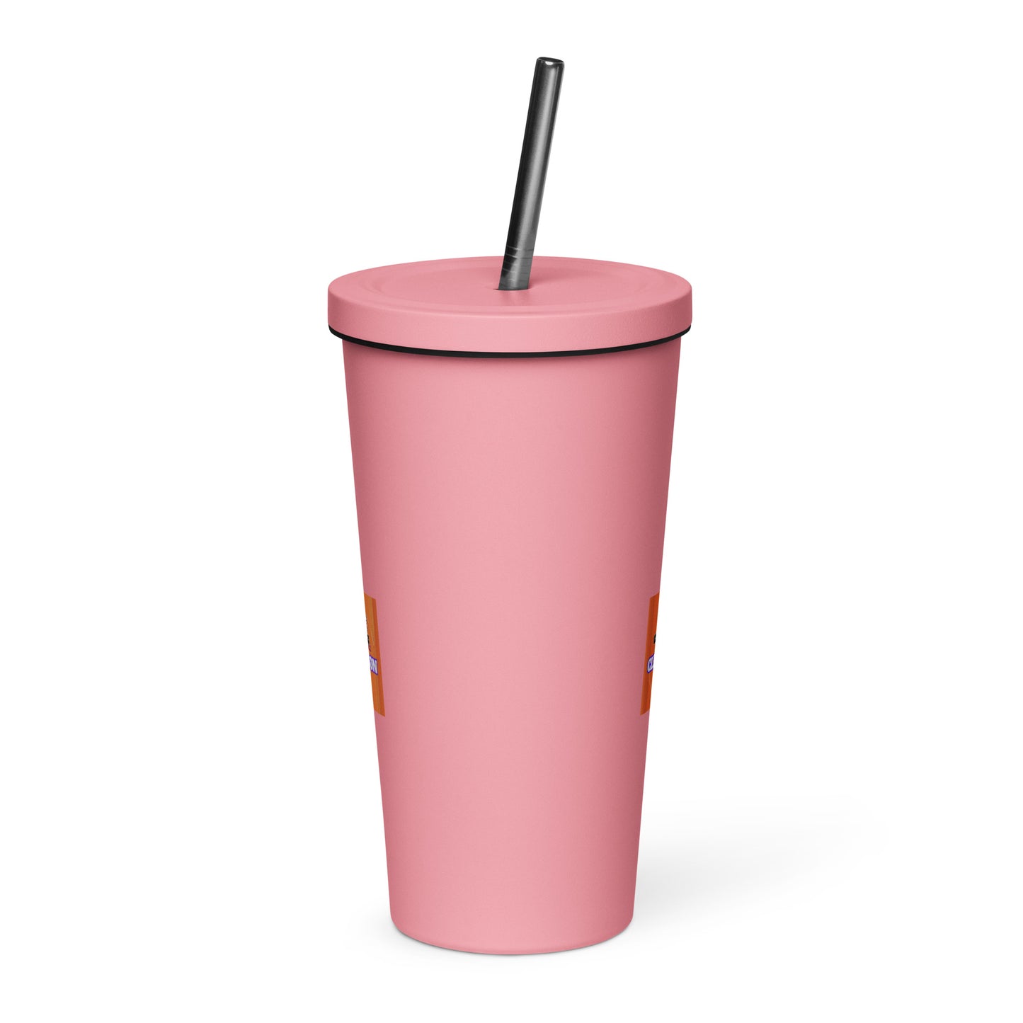 Insulated Clemson VOCFB tumbler with a straw