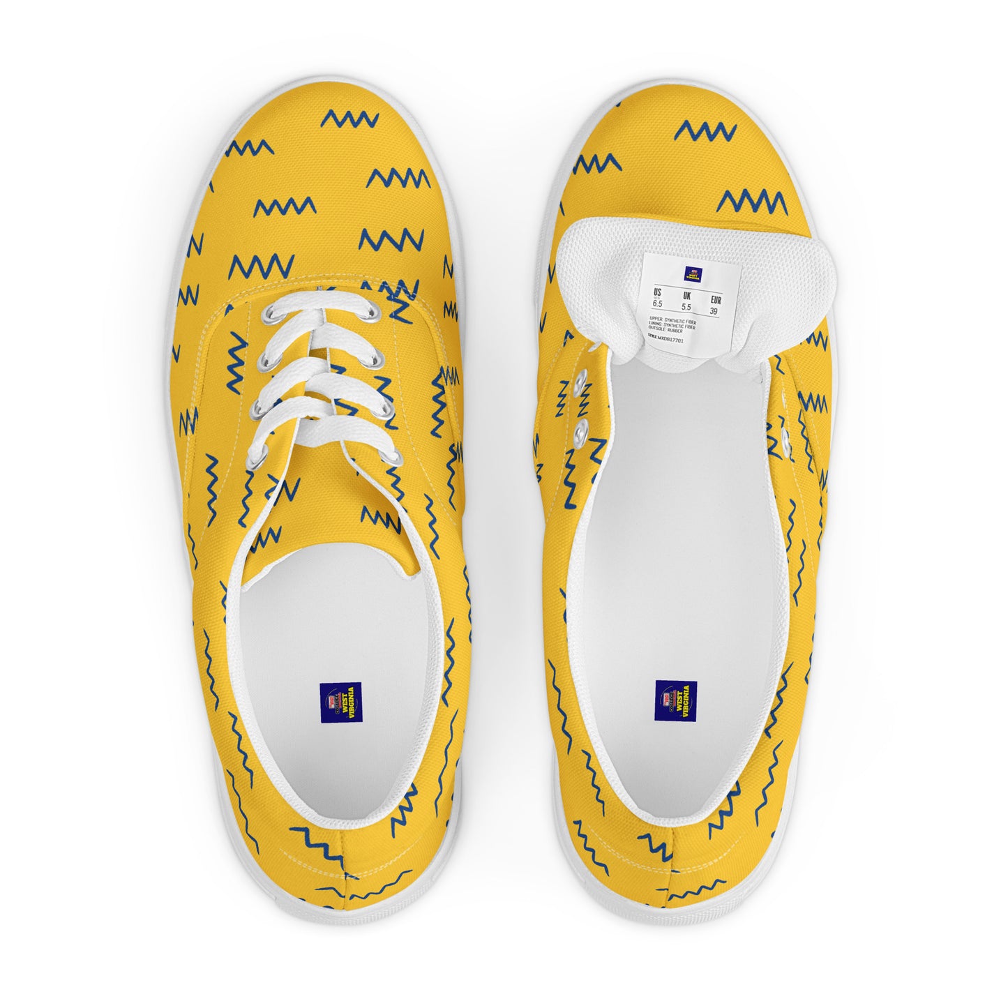 Men’s lace-up canvas WVU shoes