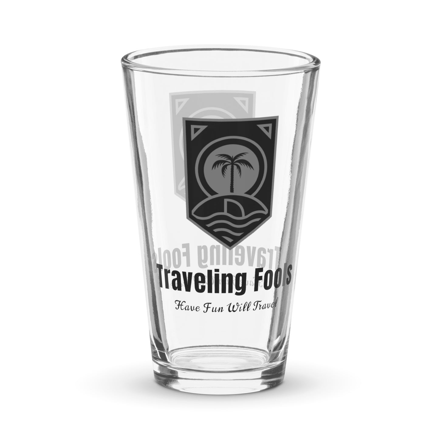 Black Logo Traveling Fools Shaker pint  glass