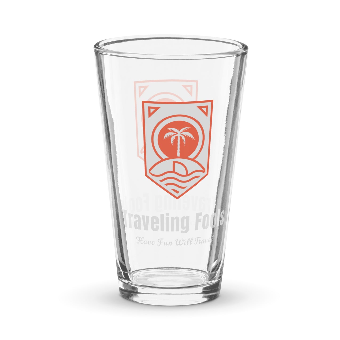 Orange Logo Traveling Fools Shaker pint glass