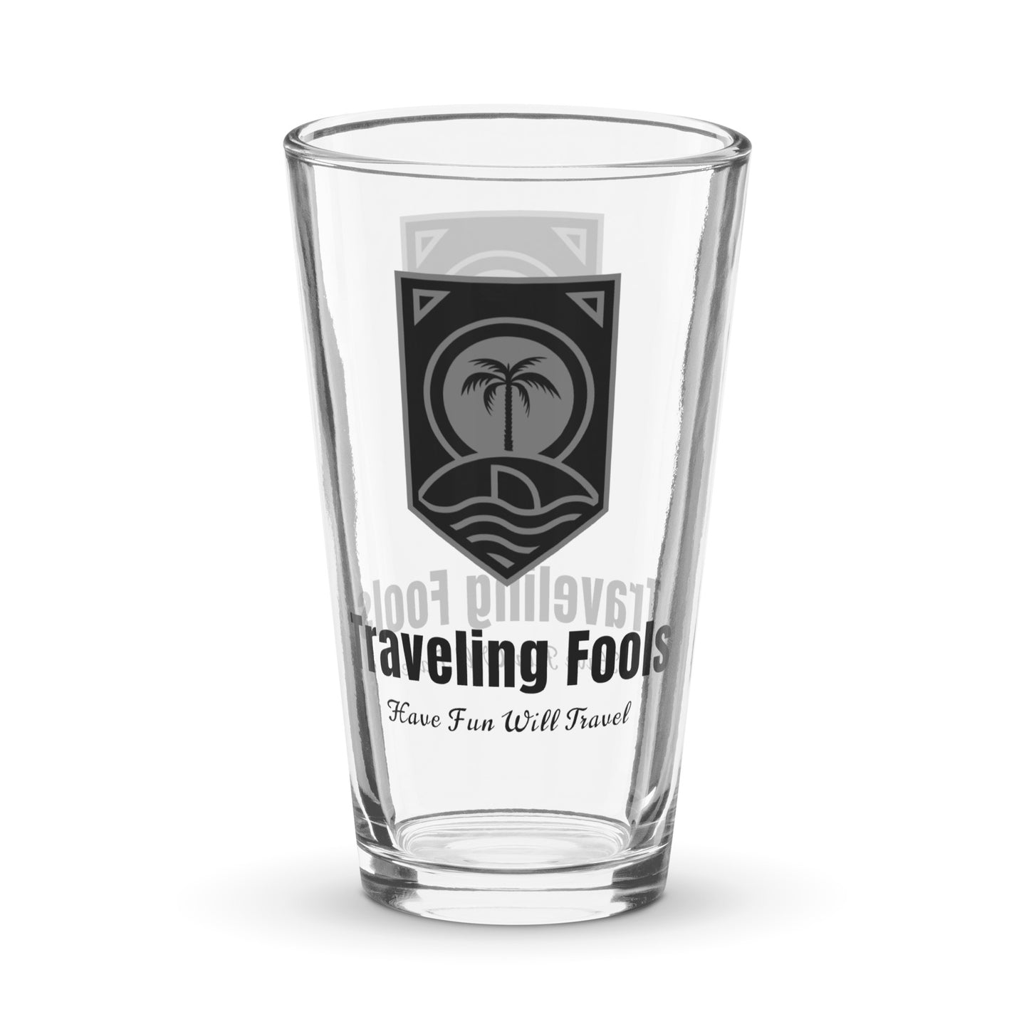 Black Logo Traveling Fools Shaker pint  glass