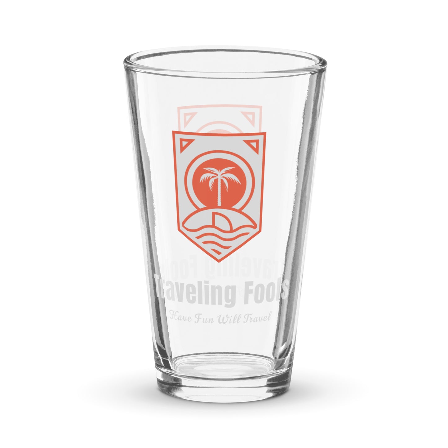 Orange Logo Traveling Fools Shaker pint glass