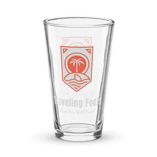 Orange Logo Traveling Fools Shaker pint glass