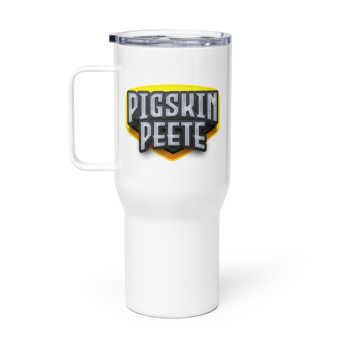 Pigskin Peete Travel mug with a handle