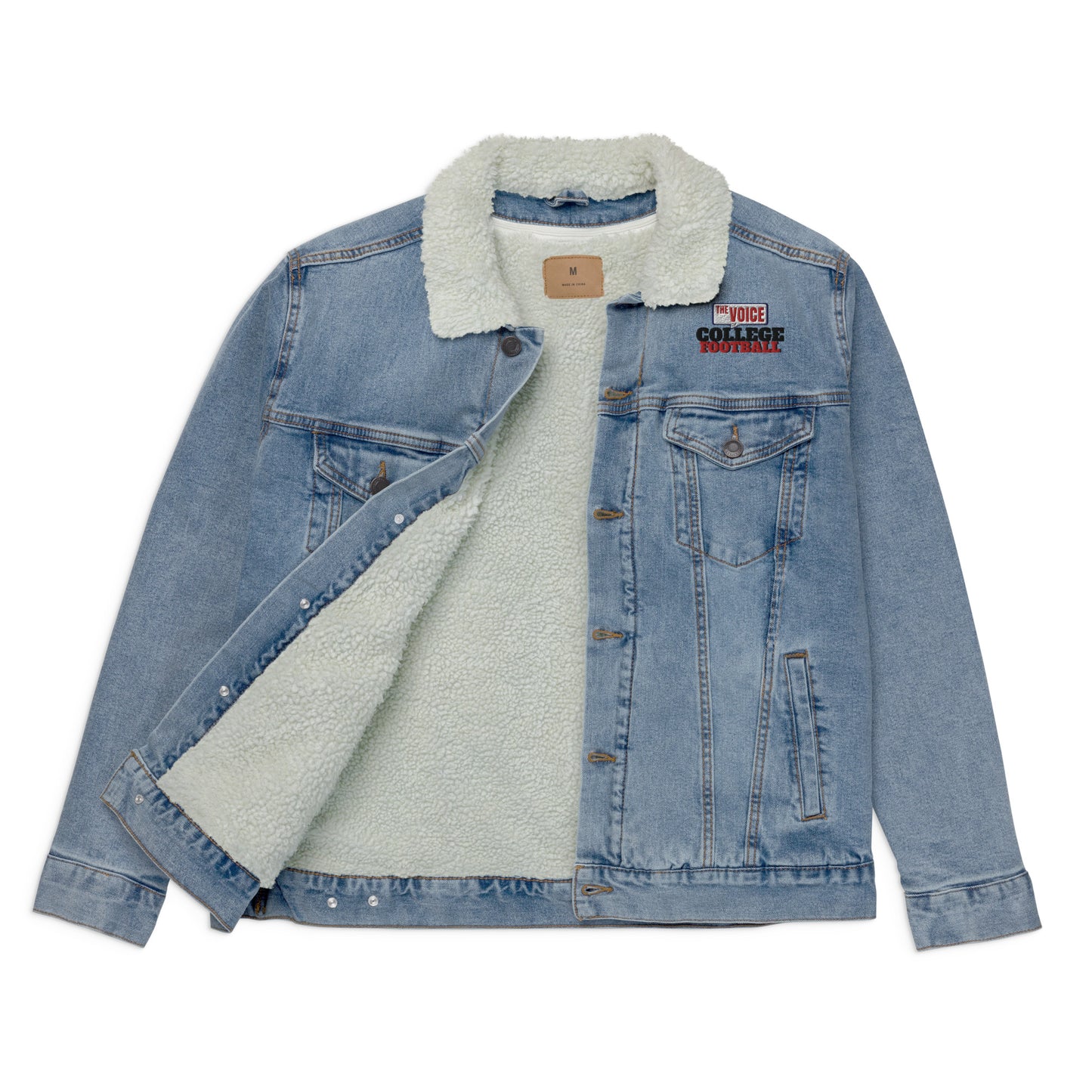 Unisex denim Voice of College Football sherpa jacket