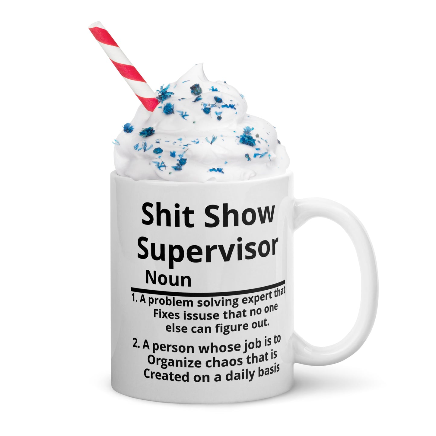 White glossy Shit Show mug