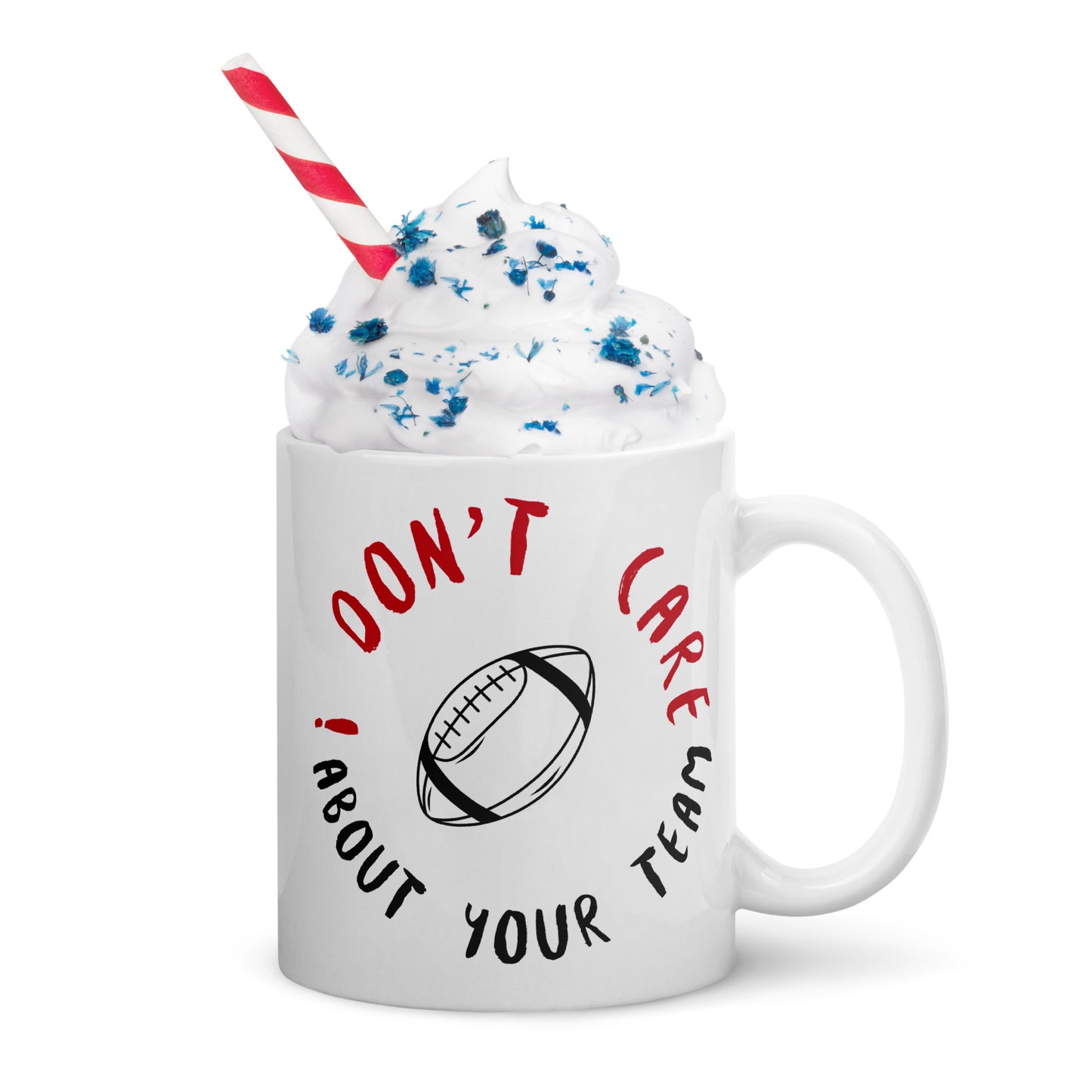 White glossy I don't Care mug