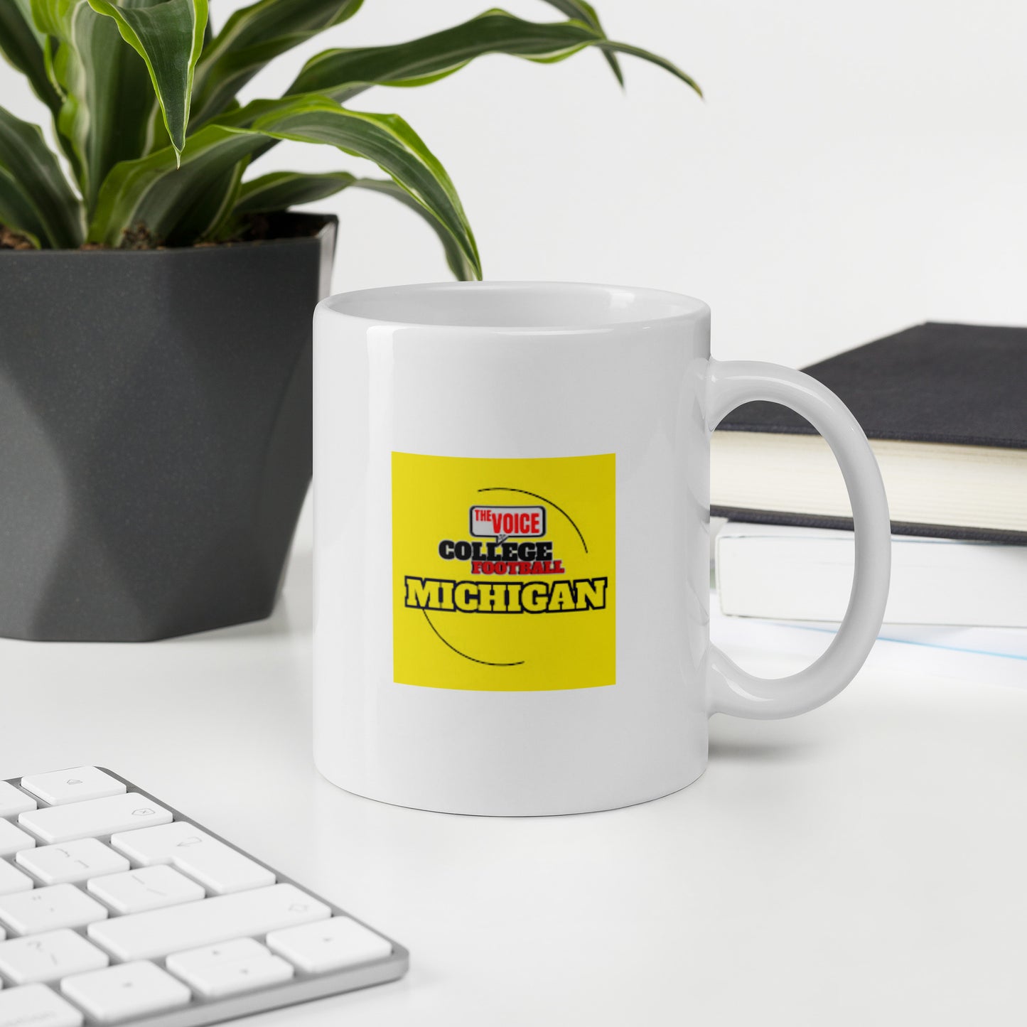 White glossy Michigan Football mug